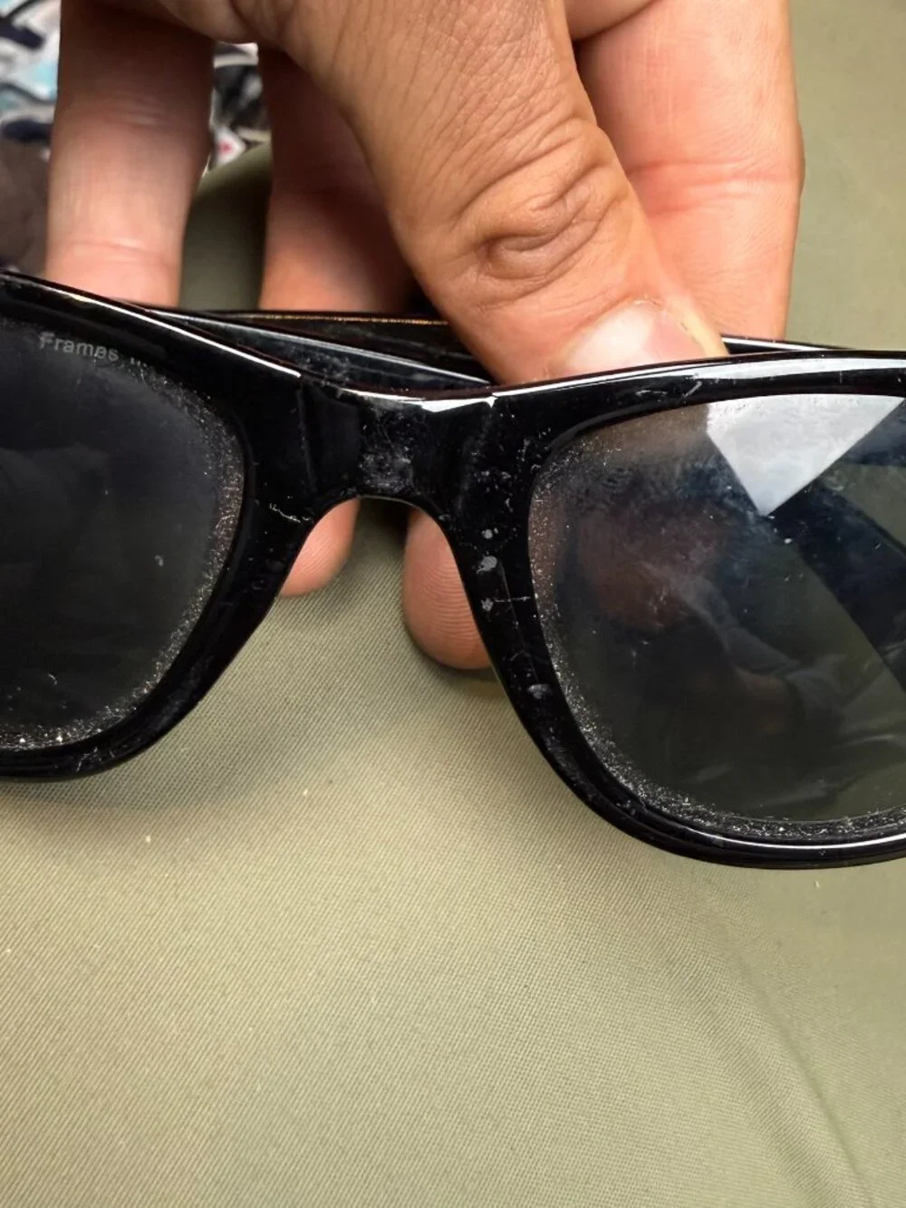 Men's Sunglasses Hand Polished Black Frames 090-01-8108 Minor scratches